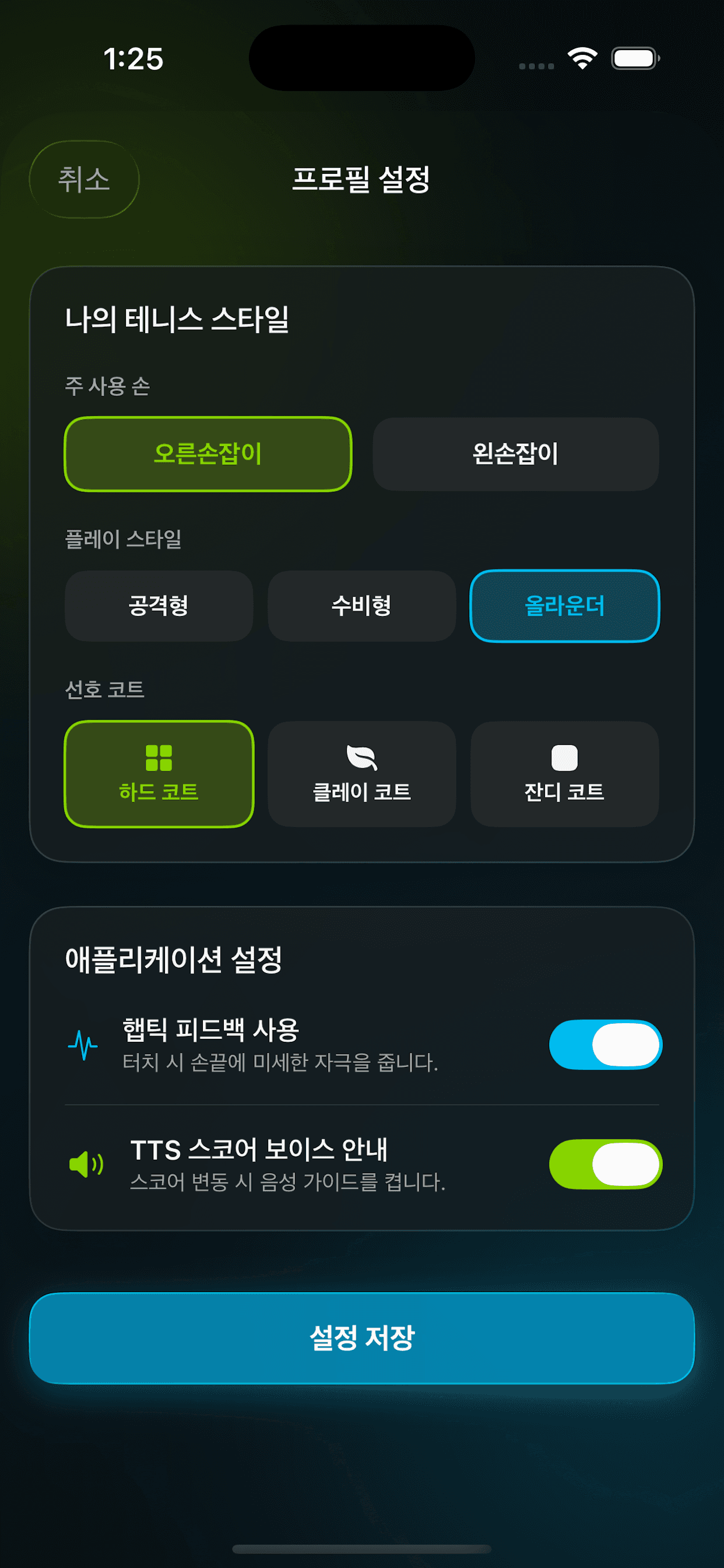 플레이어 프로필 설정